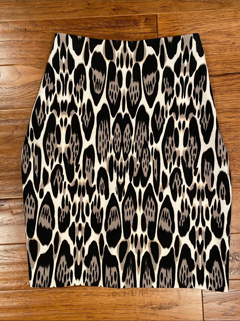 INC International Concepts Leopard Print Pencil Skirt - Black & Cream